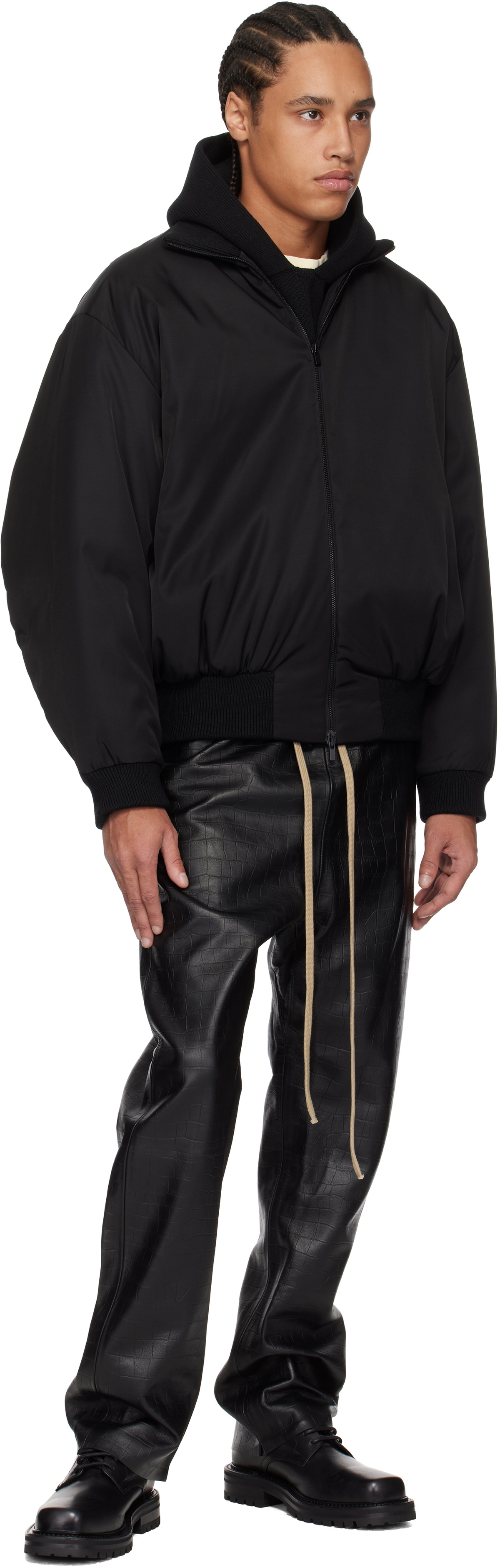 Fear of God Black Nylon Wool Bomber Jacket