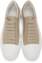 Alexander McQueen Beige Leather Colored Stripe Sneakers