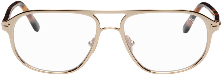 Photo: TOM FORD Rose Gold Blue Block Navigator Glasses