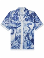 Endless Joy - Hypnic Convertible-Collar Printed Silk and Cotton-Blend Crepe Shirt - Blue