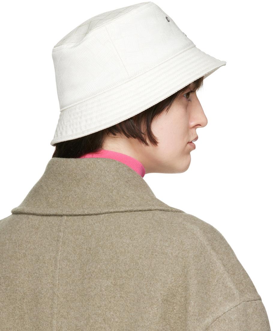 Bottega Veneta White Intrecciato Bucket Hat