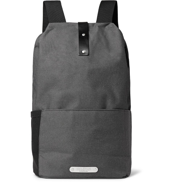 Photo: Brooks England - Dalston Leather-Trimmed Canvas Backpack - Gray