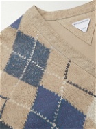 Bottega Veneta - Argyle-Print Leather Sweater - Brown