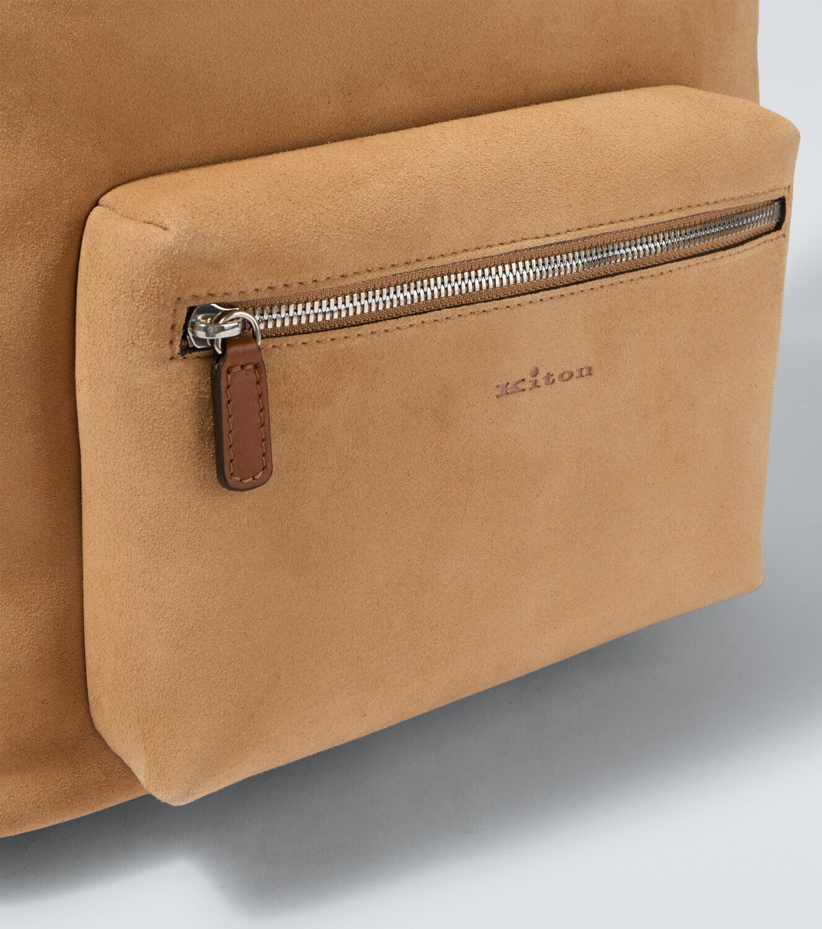 Kiton Leather-trimmed suede backpack