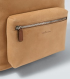 Kiton Leather-trimmed suede backpack