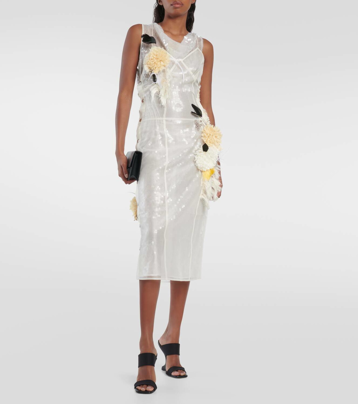 Xu Zhi Appliqué sequined silk midi dress