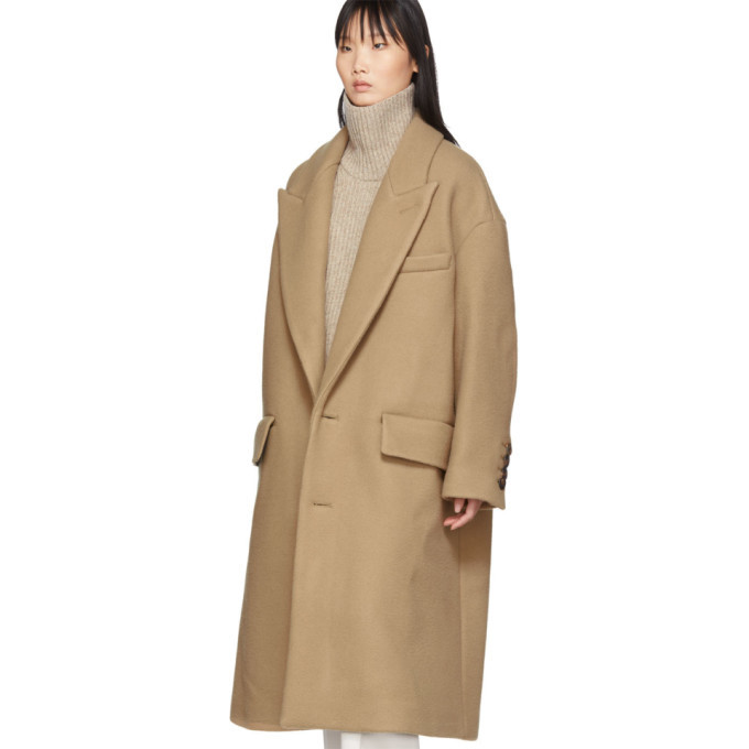 AMI Alexandre Mattiussi Tan Wool Oversized Coat AMI Alexandre