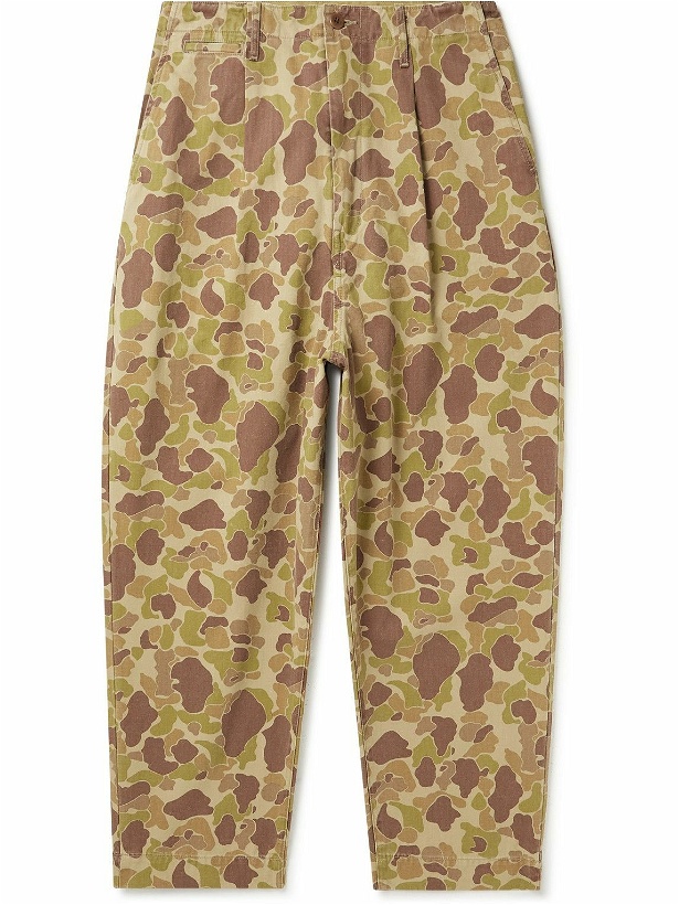 Photo: KAPITAL - Pleated Camouflage-Print Cotton-Twill Trousers - Brown