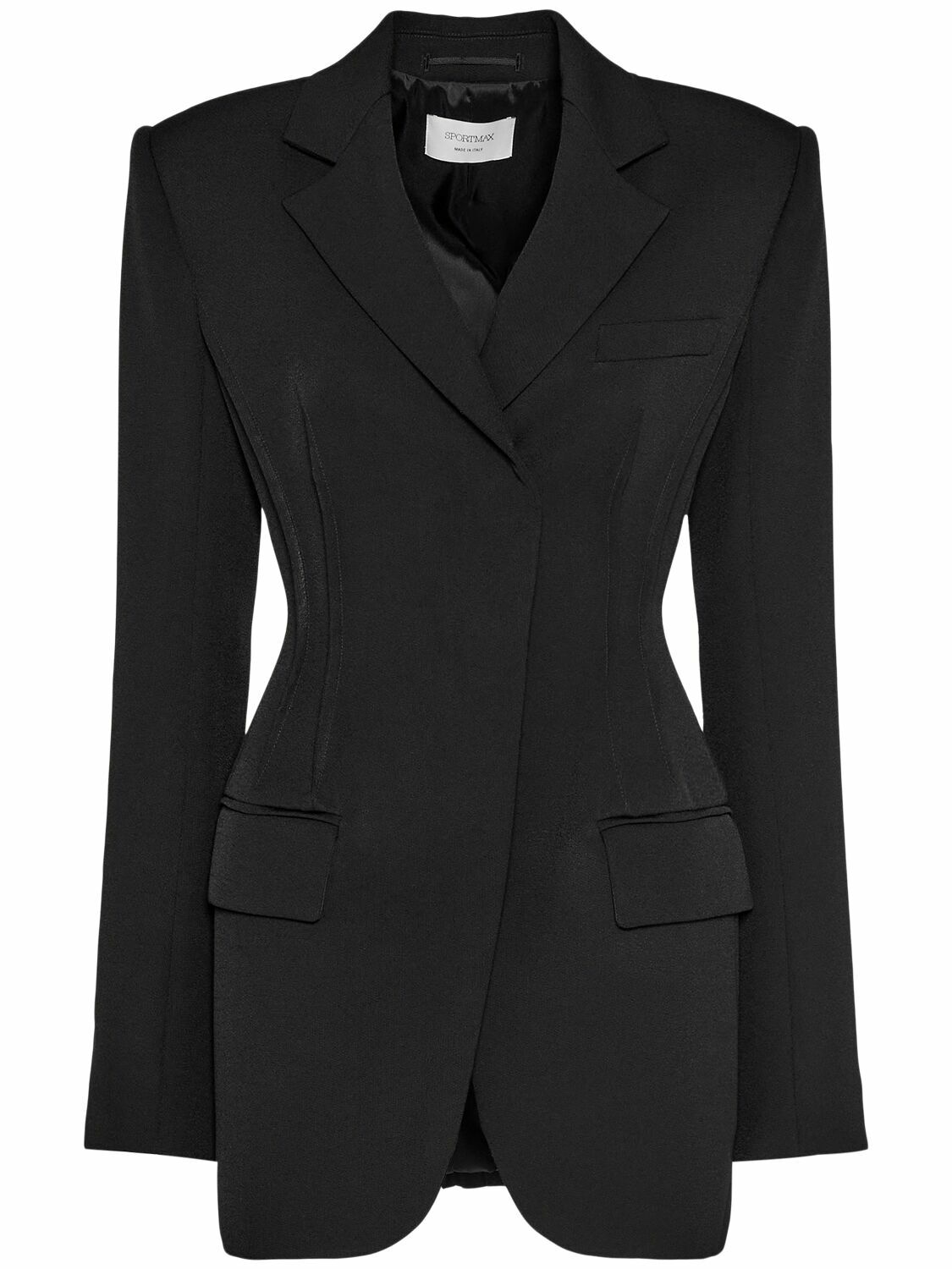 ジャケット SPORTMAX Stretch wool fitted blazer (2512041021600 003) Stretch wool fitted blazer, black | Sportmax