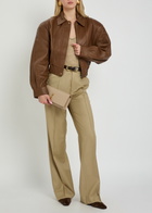 Ronny Kobo Samson Panelled Leather Jacket Brown