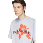 Palm Angels Grey Hibiscus T-Shirt