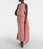 Oscar de la Renta Caped silk faille gown