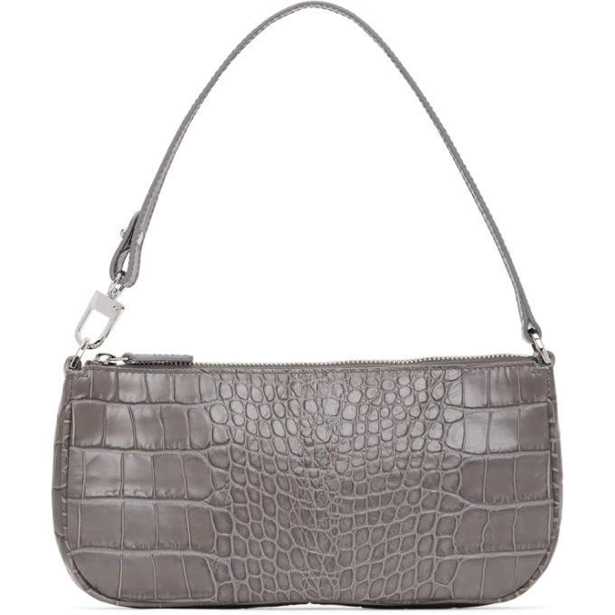 BY FAR Grey Croc Rachel Bag