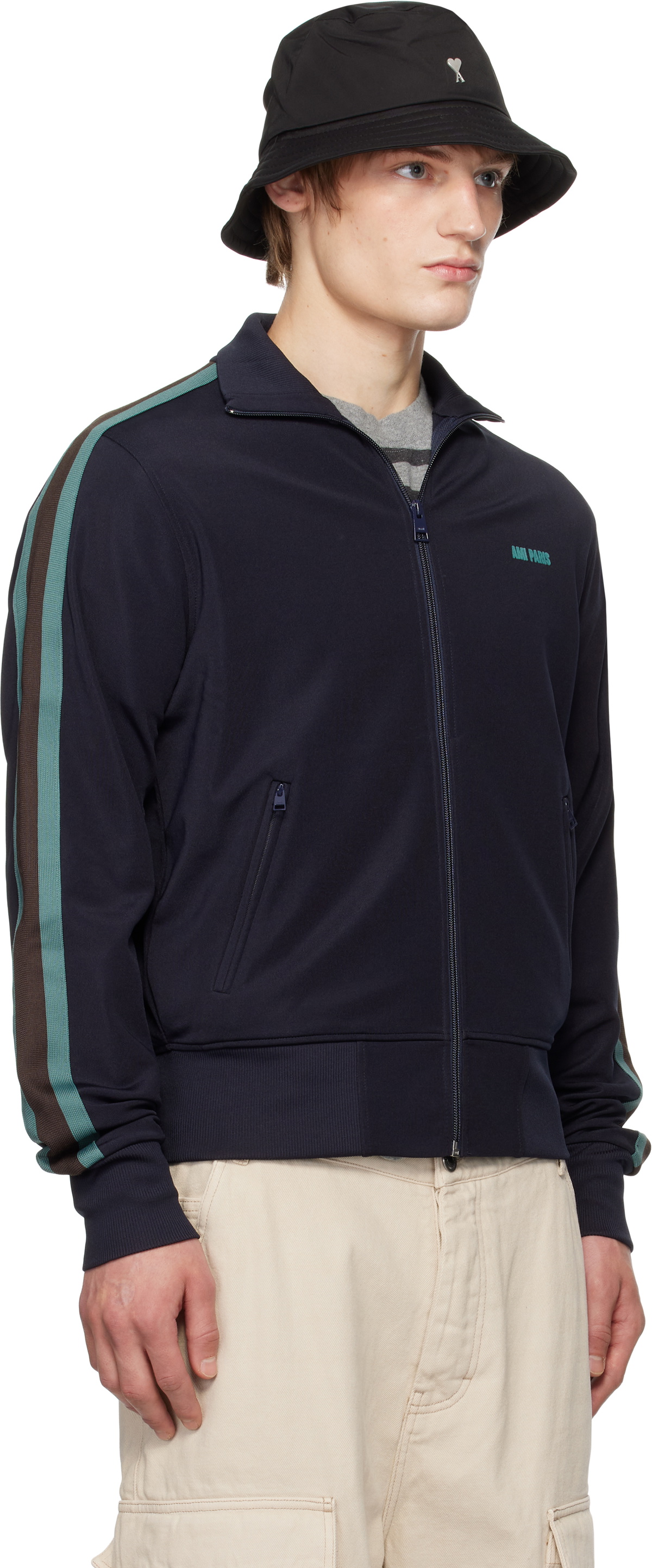 AMI Paris Navy Zipped Track Jacket AMI