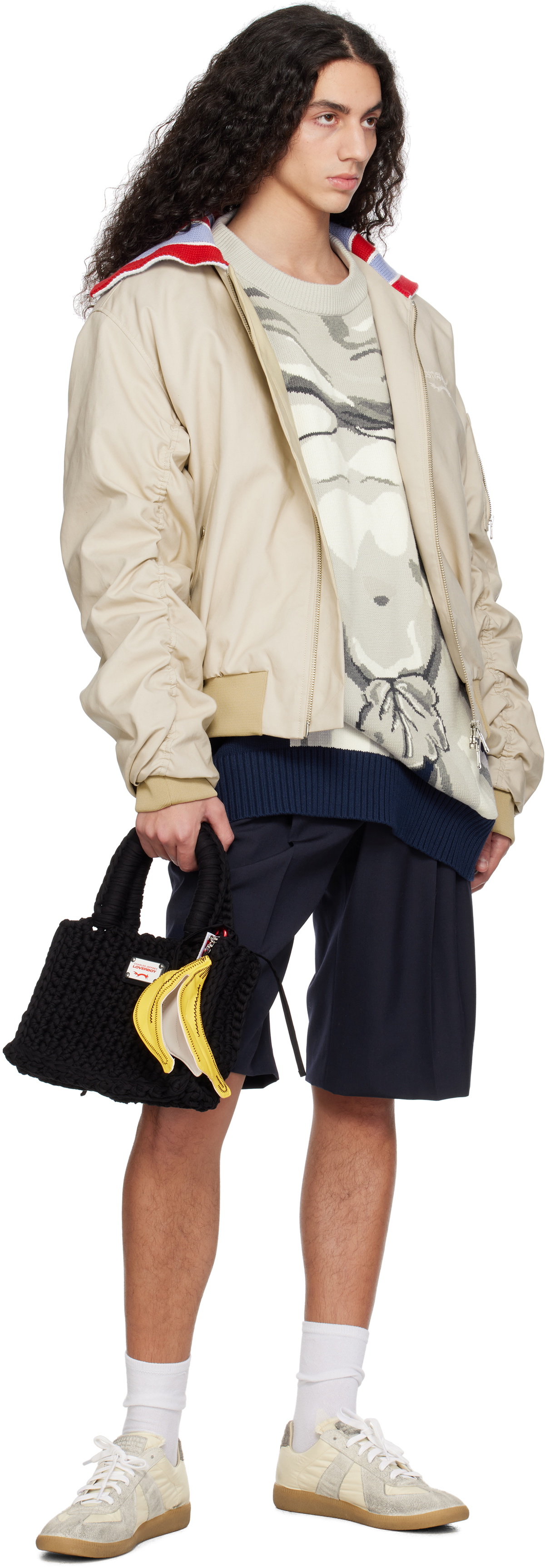 CHARLES JEFFREY LOVERBOY ブラック Knitted Bucketトートバッグ Charles Jeffrey LOVERBOY Black Knitted Bucket Tote Charles