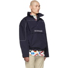 Balenciaga Navy 80s Crinkle Windbreaker Jacket