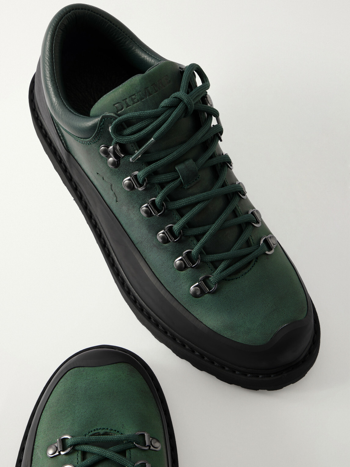 Diemme - Cornaro Gomma Rubber-Trimmed Waxed-Leather Hiking Boots - Green