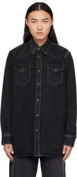 Acne Studios Black Flap Pockets Denim Shirt