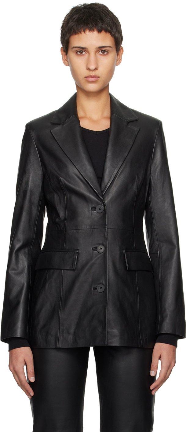 Black Woven Leather Tailored Fit - Blazer main image 1