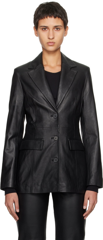 Photo: REMAIN Birger Christensen Black Fitted Leather Blazer