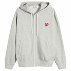 Comme des Garçons Play Red Emblem Zip Hoodie in Grey