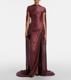 Marmar Halim Draped pleated scarf-detail gown