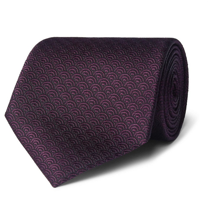 Photo: Ermenegildo Zegna - 8cm Silk-Jacquard Tie - Men - Dark purple