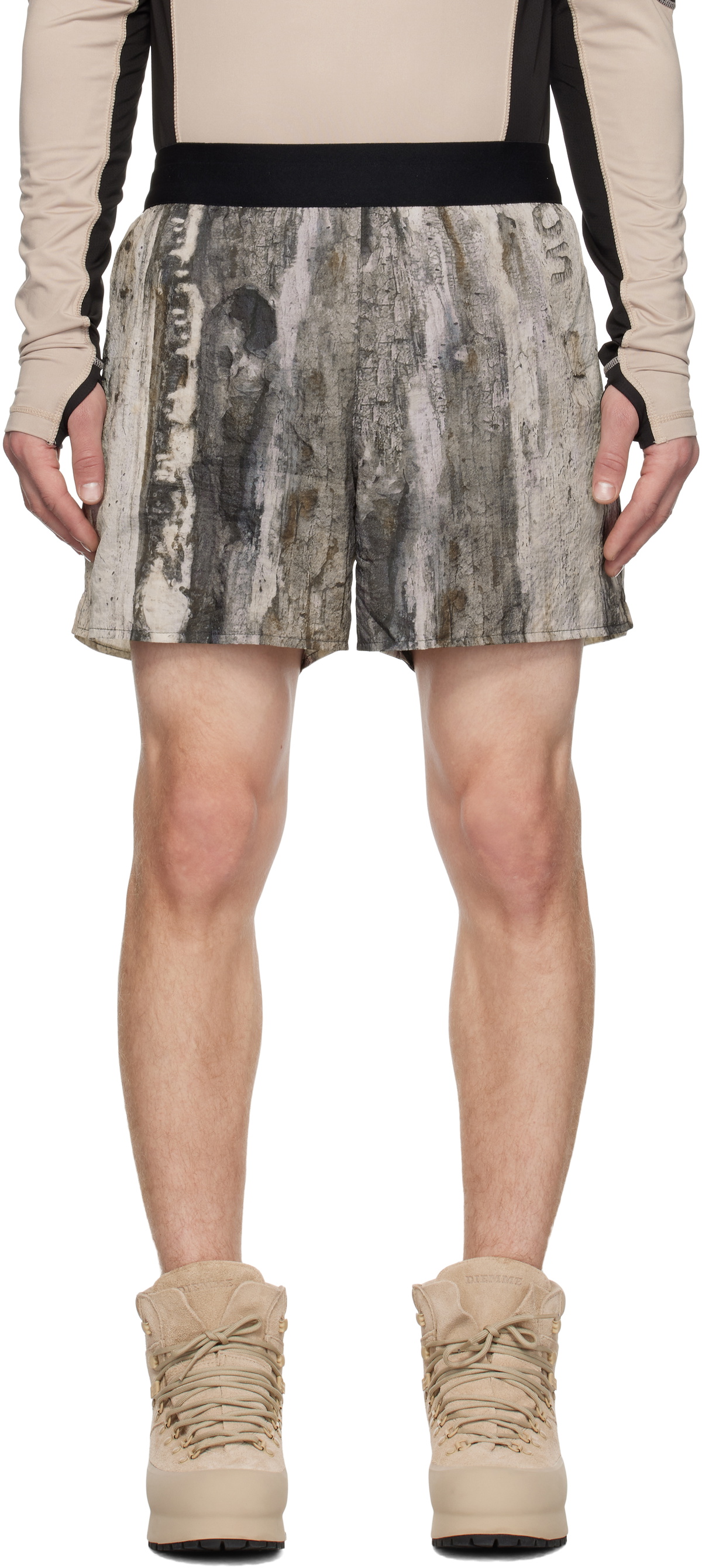 RCOS Off-White & Brown 2-In-1 Nylon Running Shorts