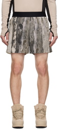 RCOS Off-White & Brown 2-In-1 Nylon Running Shorts