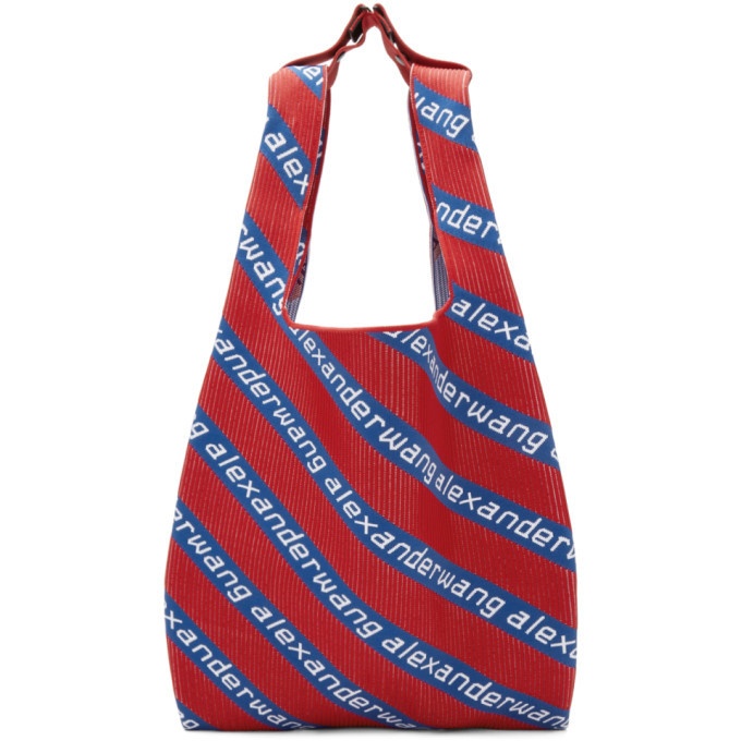 Photo: Alexander Wang Red and Blue Knit Jacquard Shopper Tote
