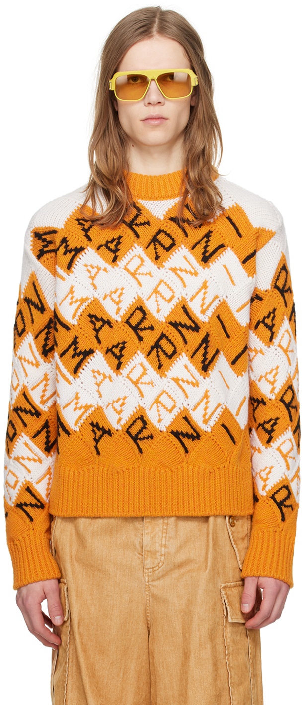 Photo: Marni Orange & White Jacquard Sweater