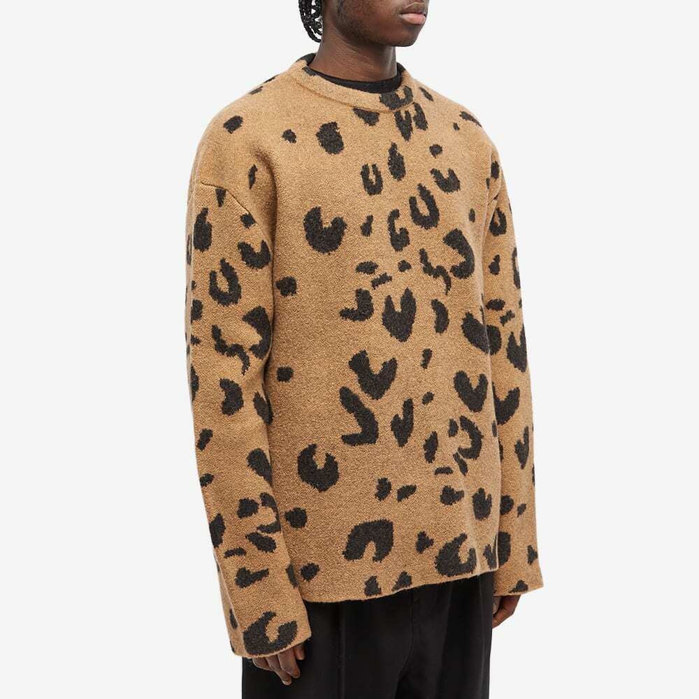 Jil Sander Men's Leopard Mohair Crew Knit in Open Beige Jil Sander