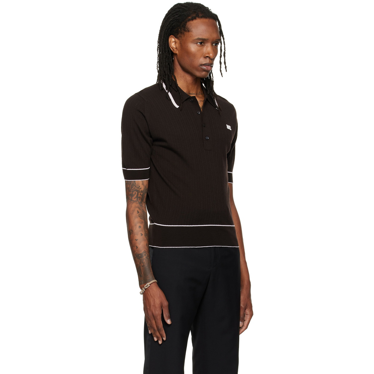 Wales Bonner Brown John Smedley Edition Blessings Polo
