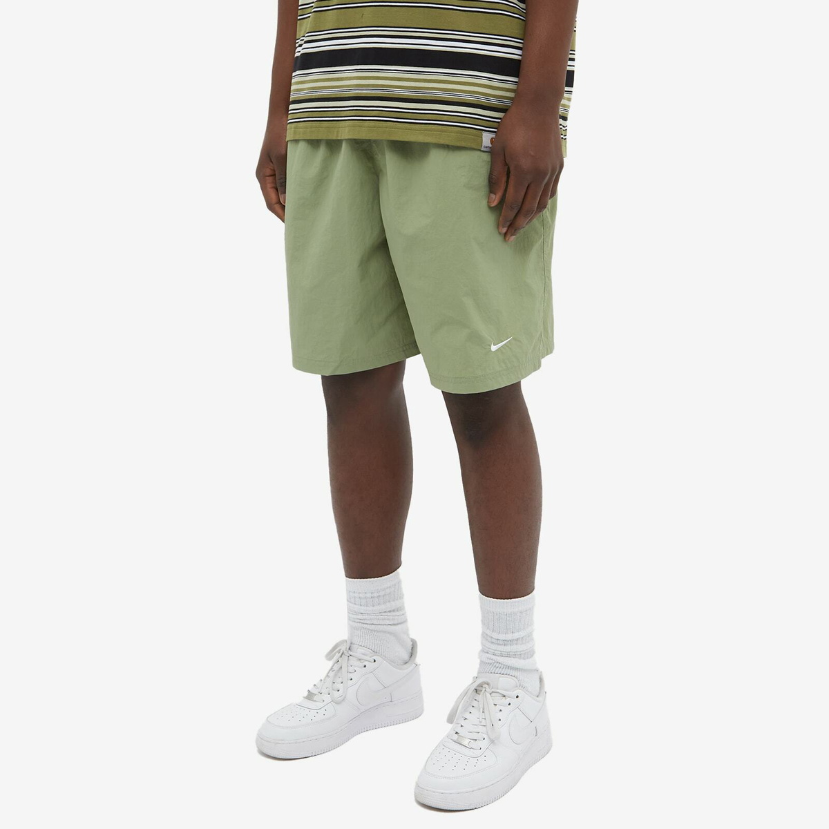 olive green nike woven shorts