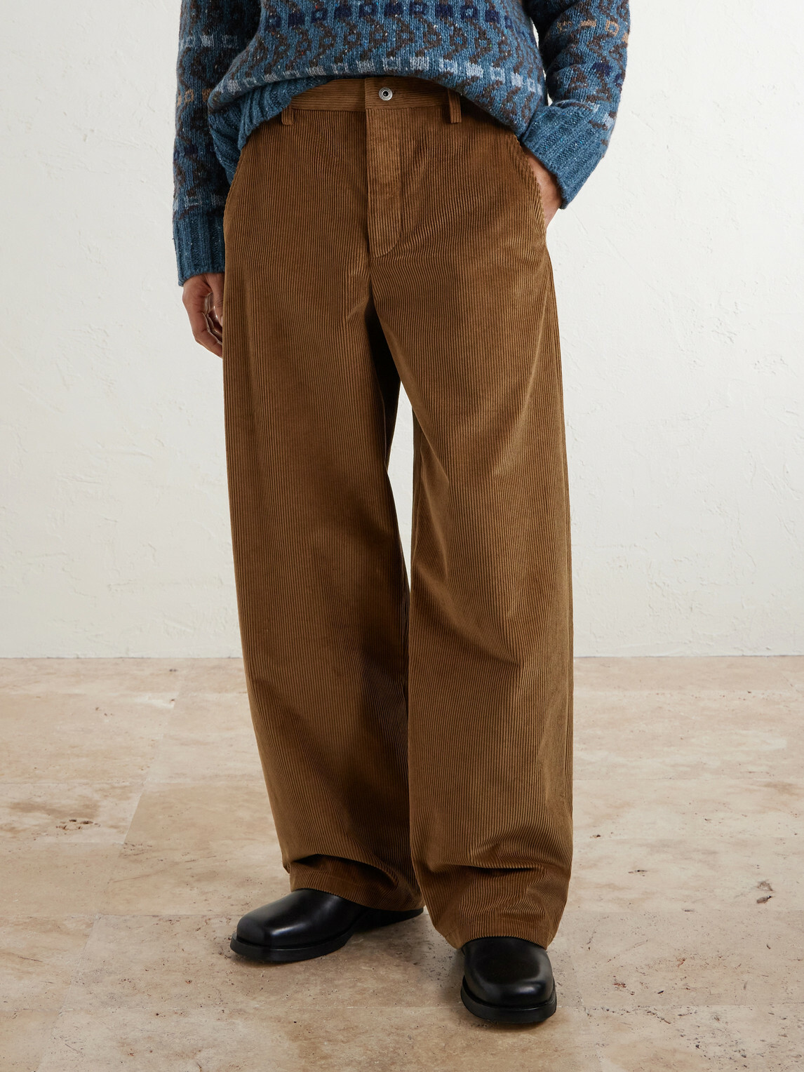 LOEWE - Straight-Leg Cotton-Corduroy Trousers - Brown