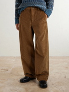 LOEWE - Straight-Leg Cotton-Corduroy Trousers - Brown