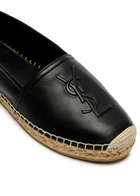 Saint Laurent Logo-embossed Leather Espadrilles Black