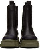 GANNI Black & Green Leather Chelsea Boots