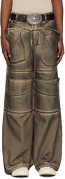GUESS USA Brown Screenprinted Cargo Jeans