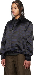 sacai Navy Horizontal Stripe Blouson Bomber Jacket