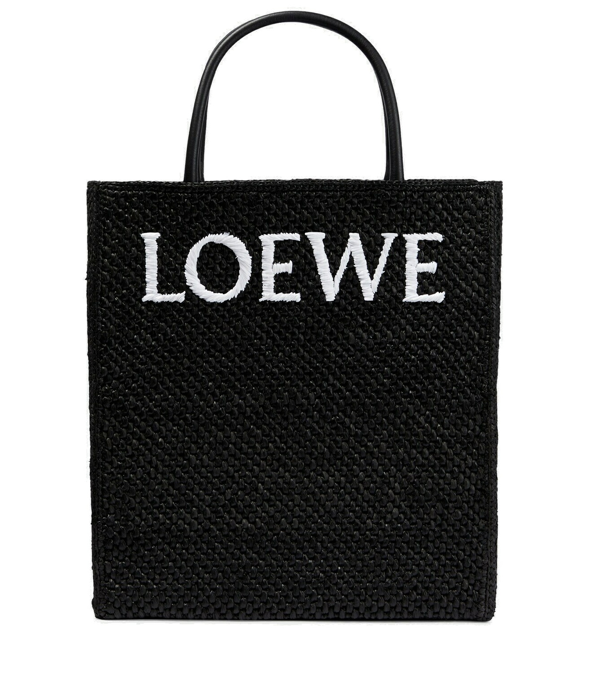 Loewe - Logo leather-trimmed raffia tote bag Loewe