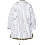 Junya Watanabe - Oversized Panelled Striped Cotton and Camouflage-Print Ripstop Parka - Men - White