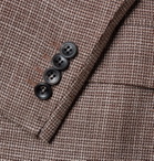 Kiton - Slim-Fit Double-Breasted Puppytooth Cashmere, Virgin Wool, Silk and Linen-Blend Suit Jacket - Brown
