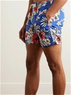 Hartford - Slim-Fit Mid-Length Floral-Print Swim Shorts - Blue