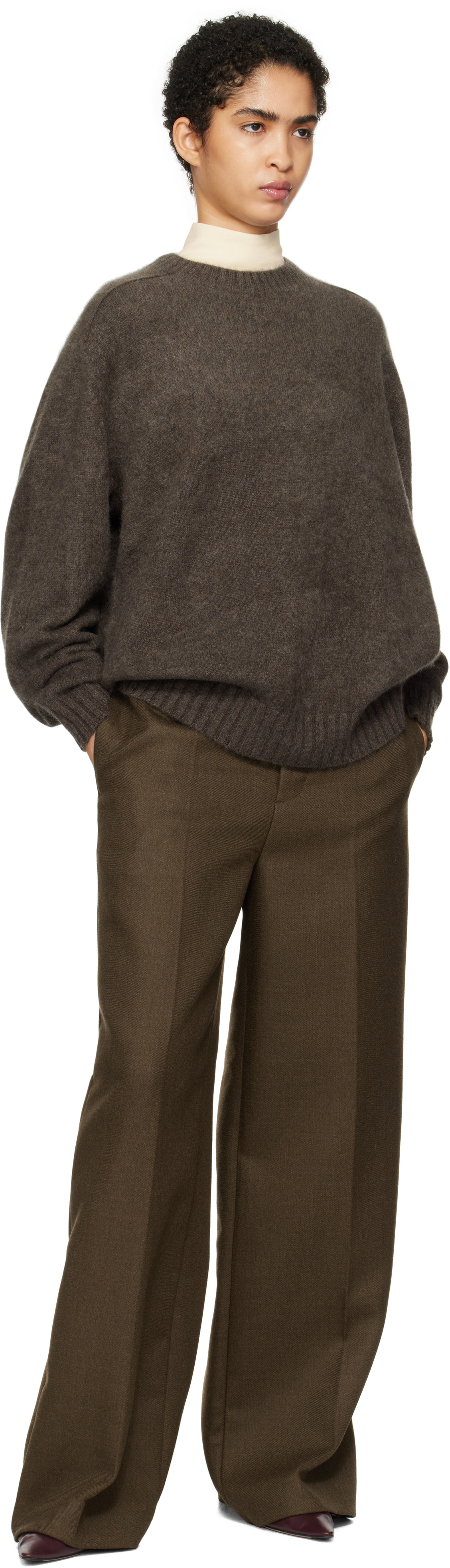 Carven Brown Double Worsted Wool Trousers