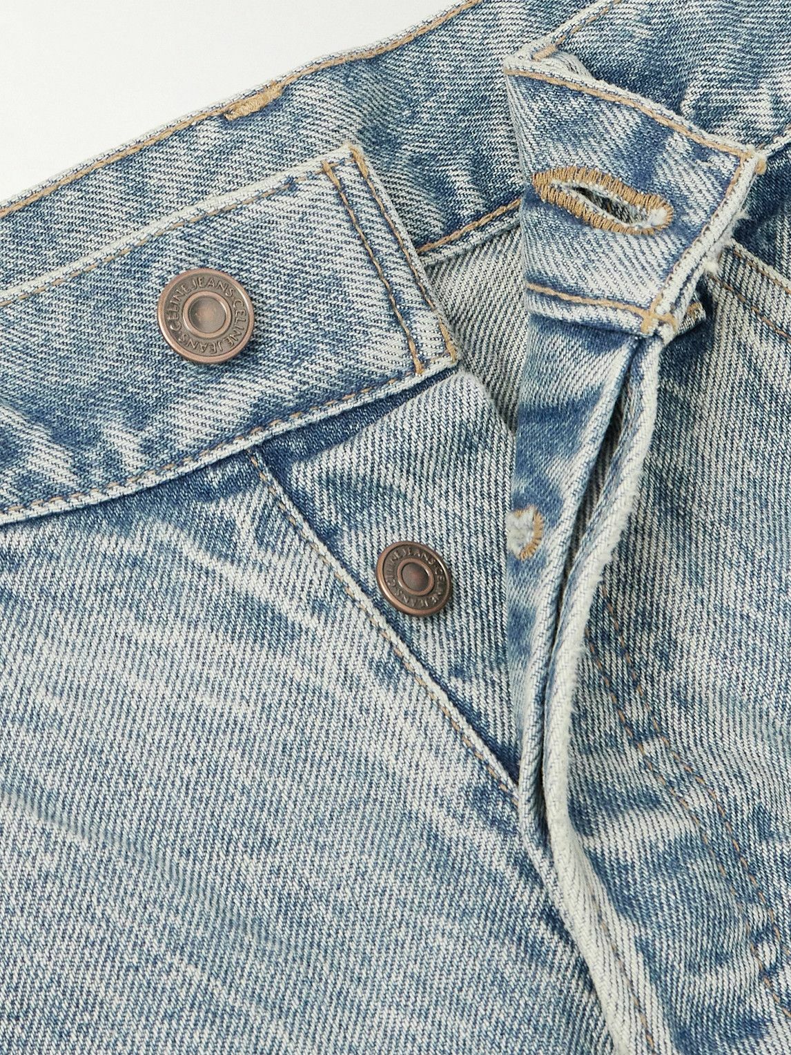 CELINE - Wesley Straight-Leg Distressed Denim Shorts - Blue
