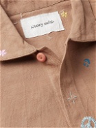 Story Mfg. - Short on Time Embellished Slub Organic Cotton Jacket - Brown