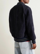 Golden Bear - Logo-Appliquéd Suede Varsity Jacket - Blue