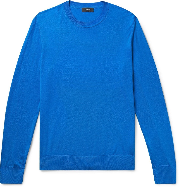 Photo: Theory - Slim-Fit Wool Sweater - Blue