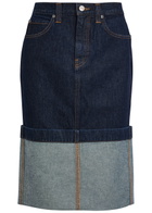 Khaite Kilian Turn-up hem Denim Skirt Indigo